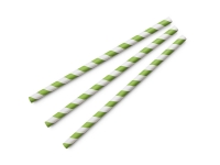 Straw 08 x 200mm PAPER green stripe, Pack 200 - Vegware