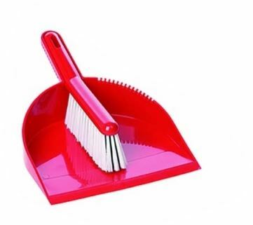 Deluxe Brush & Pan Set - Red, Soft Bristles
