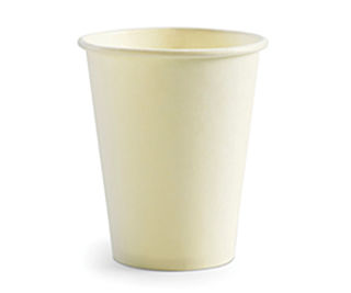 8oz Coffee Cups White (80mm) Single Wall - BioPak