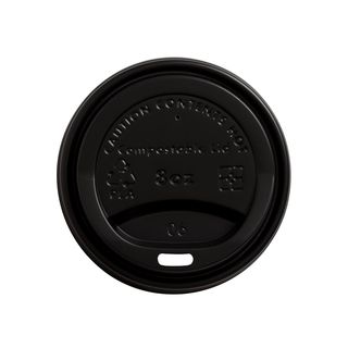 Lid for Hot Cup Compostable 8oz 80mm Black - Ecoware