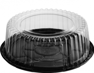 Eco-Smart' Clearview' Cake Containers Medium, Black Base & Clear Lid - Castaway