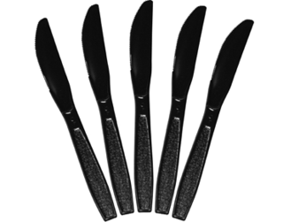 Elegance' Premium Plastic Knives, Black 185 mm - Castaway
