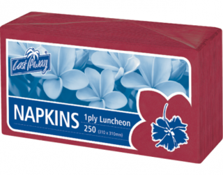 1 Ply Luncheon Napkins, Quarter Fold, Wine red - Castaway