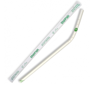 Paper Straws Bendy 6mm White Individually Wrapped - BioPak