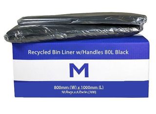 Rubbish Bag Bin Liner 80L with handles Black - Matthews