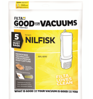 FILTA NILFISK GD5, GD10 MICROFIBRE VACUUM CLEANER BAGS 5 PACK - Filta