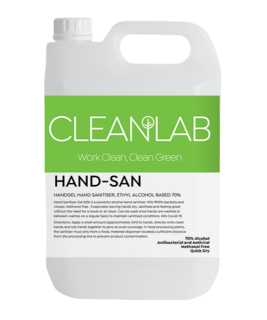 HAND-SAN-70 - hand gel hand sanitiser 70% ethyl alcohol base 5L - CleanLab