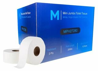 Jumbo Mini Toilet Tissue - White, 2 Ply, 200m - Matthews