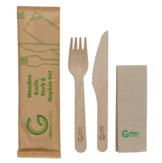 Wooden cutlery set no logo - Green Choice