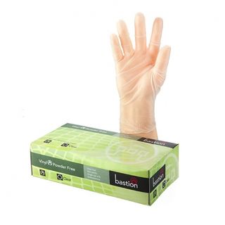 Vinyl PowderFree Clear Gloves SMALL Pack 100 - Bastion