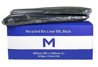 Rubbish Bag Bin Liner 80L Black 35mu - Matthews