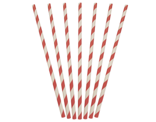 Paper Regular Straws, Red & White Stripe (205 x 6 mm) - Castaway
