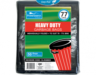 PrimeSource' 77L Heavy Duty Garbage Bags, Individually Folded - Castaway