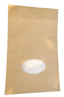 Stand Up Pouch Compostable 70gm 110x170mm Kraft/Oval Window