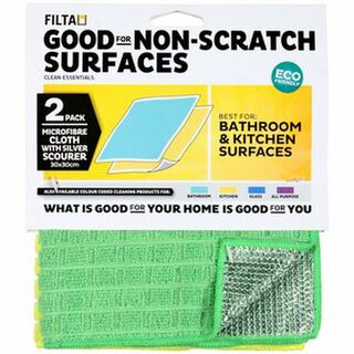 Filta Silver Scourer With Yellow & Green Microfibre Cloth YELLOW/GREEN 2 pack - Filta