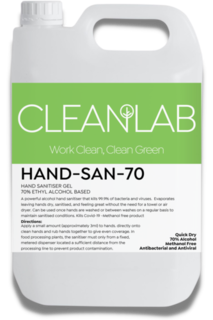 HAND-SAN-70 - hand gel hand sanitiser 70% ethyl alcohol base 5L - CleanLab