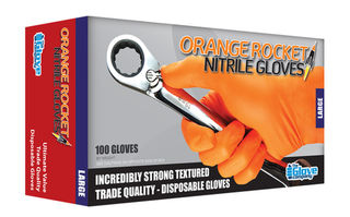 Nitrile Orange Gloves PowderFree MEDIUM - Orange Rocket