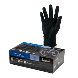 Nitrile Black PowderFree Gloves SMALL Pack 100- Bastion