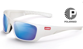 HAWAII Safety Glasses, Pearl White Frame, Polarised Blue Mirror Lens - Esko