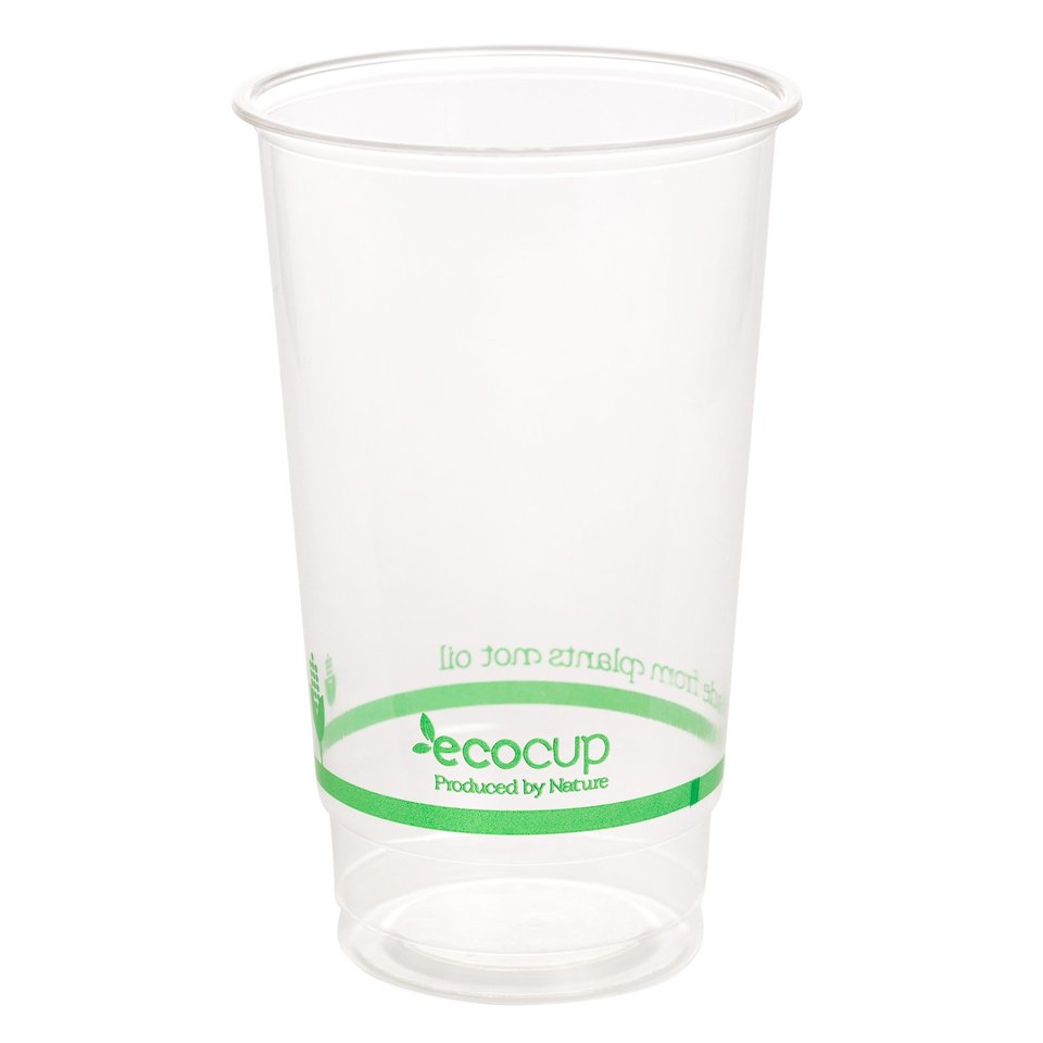 700ml Clear Cold Cup PLA Green Logo - Ecoware