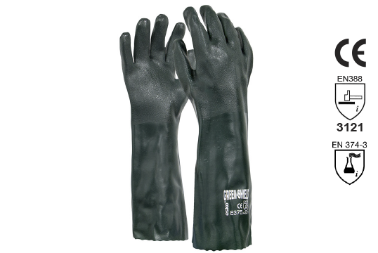 PVC Double Dipped Gauntlet Glove 45cm - Esko Green Shield