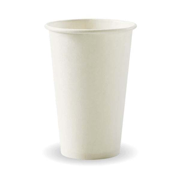 12oz Coffee Cups White (80mm) Single Wall - BioPak