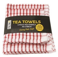 Tea Towel Terry Cotton + Dishcloth Set Red - Filta