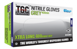 Nitrile Grey Gloves 600mm  PowderFree MEDIUM - TGC