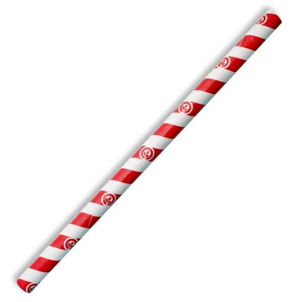 Paper Straws 10mm Jumbo Red Stripe - Biopak