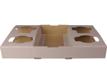 4 Cup Carry Tray, Die-cut cardboard, Natural (suit 8 - 24oz Cups) - Castaway