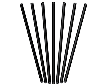 Plastic Regular Straws, Black (210 x 5 mm) - Castaway