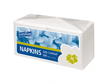 2ply Cocktail Napkins, Quarter Fold, White - Castaway