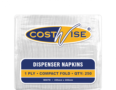 Costwise' 1 Ply Dispenser Napkins, Compact D-Fold, White - Castaway