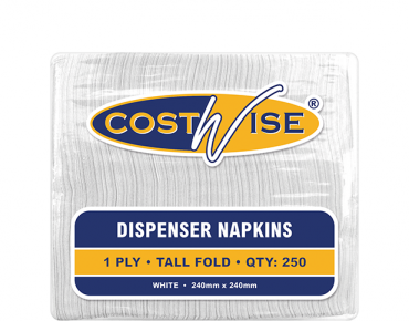 Costwise' 1 Ply Dispenser Napkins, Tall E-Fold, White - Castaway