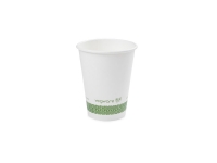 Hot Cup PLA Lined 10oz 350ml White & Green, Pack 50 - Vegware