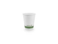 Hot Cup white double wall PLA-lined 8oz 79 lid x 96mm, Pack 25 - Vegware