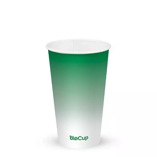 500ml / 16oz (90mm) Cold Paper BioCups - green fade - BioPak
