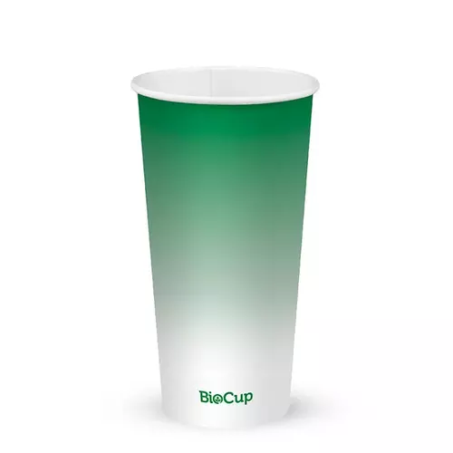 600ml / 20oz (90mm) Cold Paper BioCups - green fade - BioPak