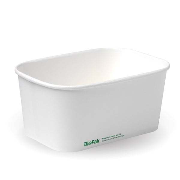 1000ml Rectangle PLA lined container - FSC Mix - white - BioPak