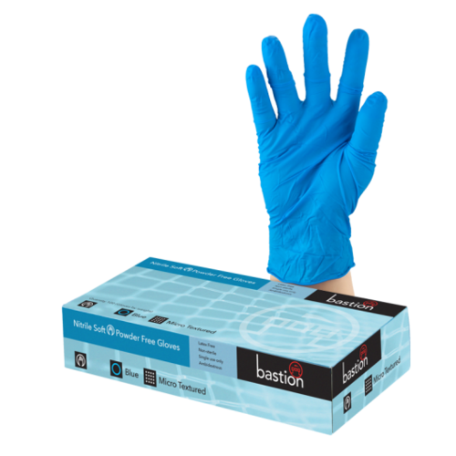 Nitrile Soft Blue Powder Free Gloves - X-LARGE Pack 100 - Bastion