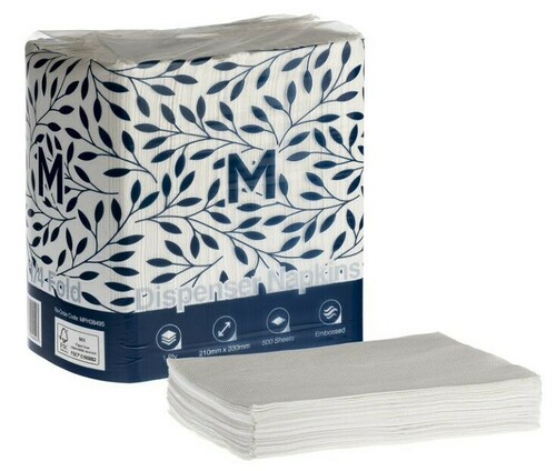 Dispenser Napkins - White, 210mm x 330mm, 1 Ply, - Matthews