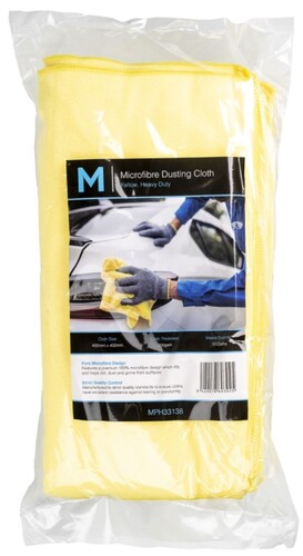 Microfibre Dusting Cloth - Yellow, 400mm x 400mm, 200gsm Pack 10 - Matthews