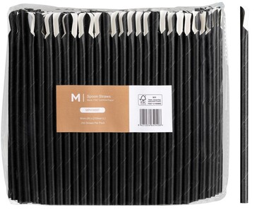 Paper Regular Spoon Straws - Black, 8mm x 210mm, 420gsm, FSC Mix® - Matthews