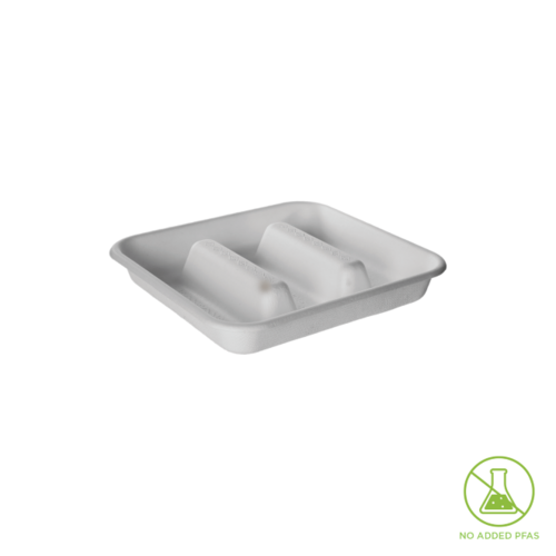 Tray 7in 3 Comp Square (Taco) White 184 x 171 x 25 - Detpak
