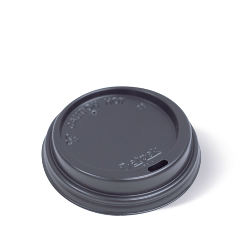 8oz (80mm) Smooth Hot Cup Lid Black Fits: 80mm cup - Detpak