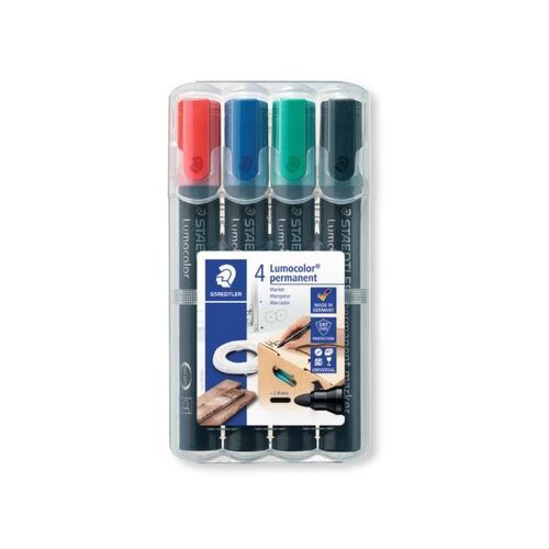 Staedtler Permanent Marker - Assorted, Bullet Tip Pack 4                     
