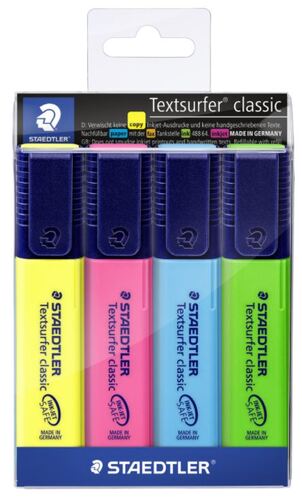 Staedtler Classic Highlighter - Assorted, Chisel Tip Pack 4