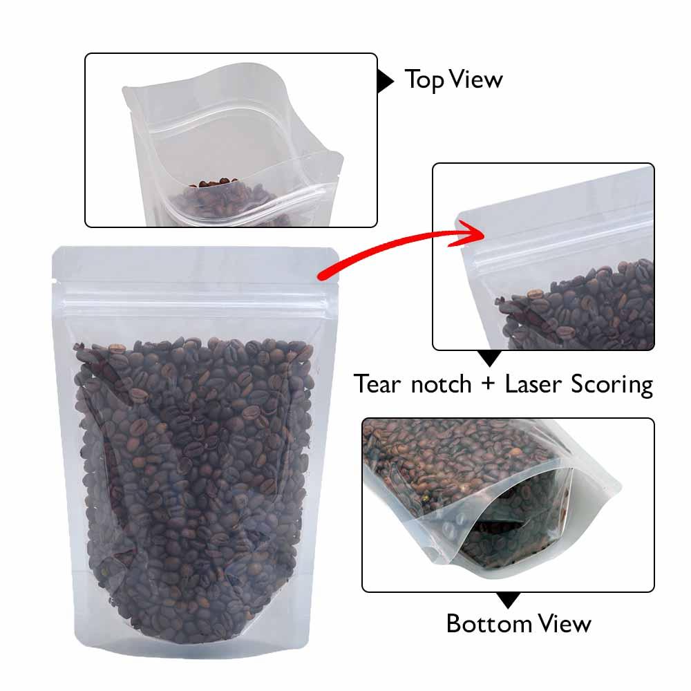 Stand Up Pouch Clear 500g w Zip no Valve 190w x 265h x (55 + 55)g - SSP