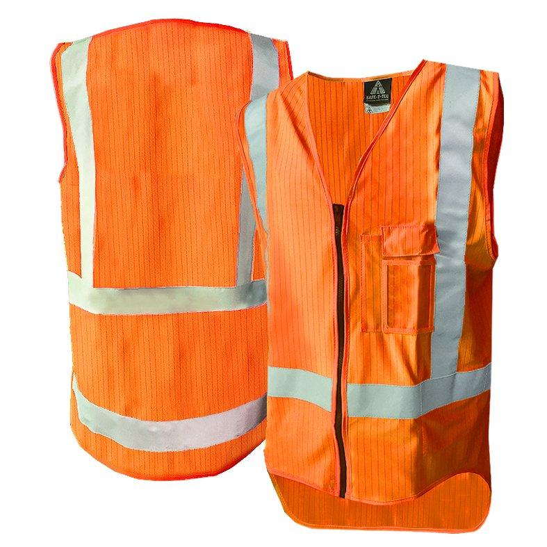 Hi-Vis Ttmc Vest, Zip, D/N Flame Ret, Orange-Size 6Xl