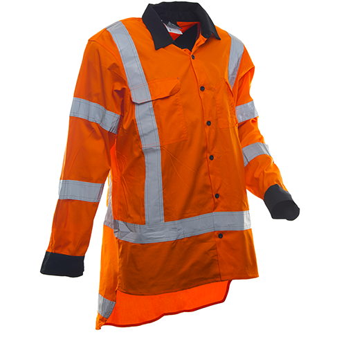 150 Gsm Cotton Shirt, Ls,Orange, Ttmc-Size L